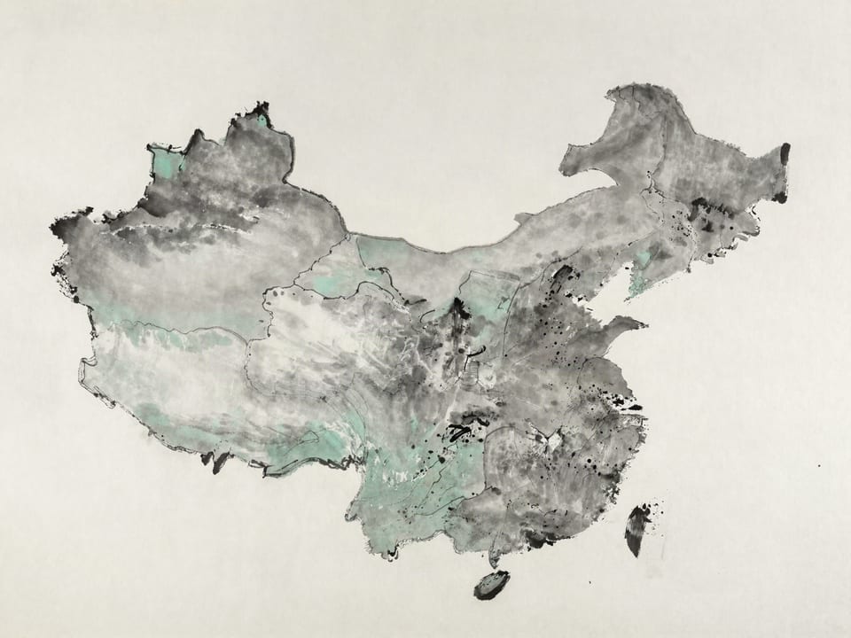 Ink wash painting: A whole empire’s map laid flat on a table, every province in place, no border torn.