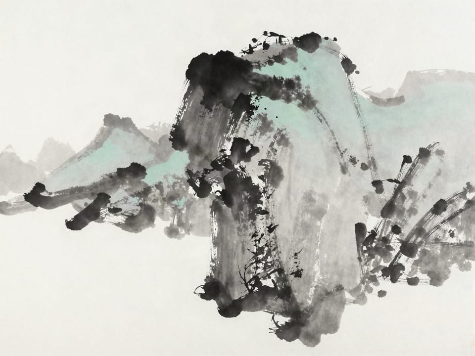 Ink wash painting: Water never striking the same rock twice, each flood finding a fresh seam.